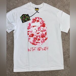 Bape White and Pink Graphic T-Shirt